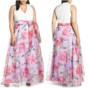 NWD ELIZA J Floral Chiffon Evening Maxi Dress Plus Size 22W